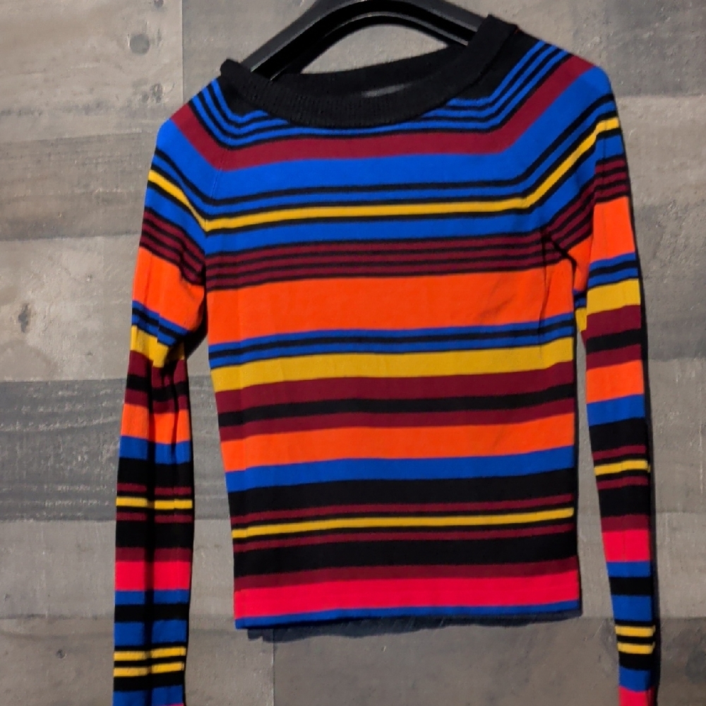 Express Blue and Black Striped Top 2 Sweaters